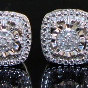 - Cushion Cut Natural Diamond Stud Earrings